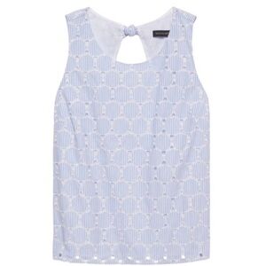 Banana republic, blue and white nautical eyelet tank top, Size S